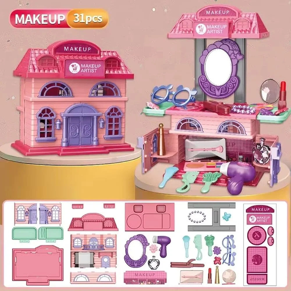 Buy DIY 2-in-1 Princess Makeup Vanity Playset – 31PCS Pretend Beauty Kit with Mirror, Hair Dryer & Accessories – Kids Makeup Toy for Girls | sams toy world Sam's Toy World  Sams toy world shop in Ahmedabad Gujarat 