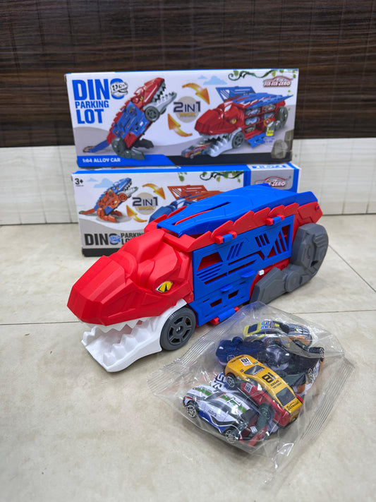 Buy Dinosaur Parking Lot Playset for Kids – 2-in-1 Dino Garage with Launcher, Storage Compartment & 1:64 Alloy Mini Racing Cars, Transforming Dinosaur Car | sams toy world Sam's Toy World  Sams toy world shop in Ahmedabad Gujarat 