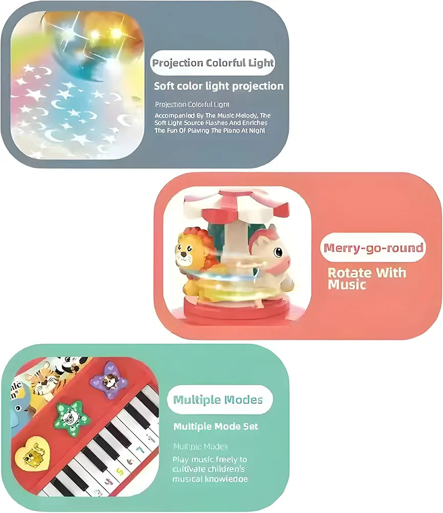 Buy Rotary Animal Carousel Electronic Organ for Toddlers | 4-in-1 Musical Groundhog Game with Piano & Drums | 17 Nursery Rhymes, Lights & Sounds | Educational Baby Toy| 2 Colors Sam's Toy World  Sams toy world shop in Ahmedabad Gujarat 