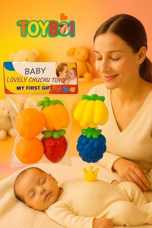 Squeezy Toys Fruit 6 pcs Pack for Infants. The Sweet Musical Sound of The Squeezy Toy Makes Kids Happy and Makes Their Childhood Fun  | Sams toy world