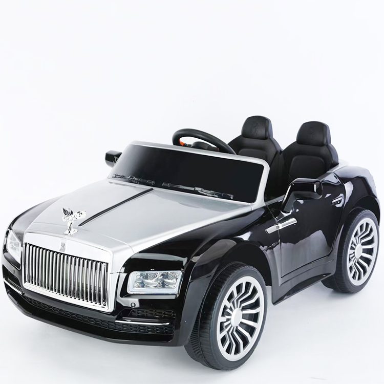 Rolls Royce Battery Operated Ride on Car in black with stylish design for kids outdoor fun