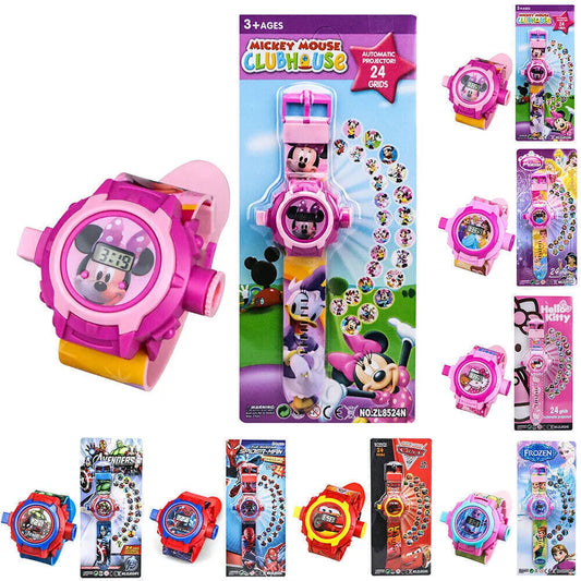 Kids Cartoon Character Digital Wrist Watches Projection 24 Images Toy Watch for boys and Girls Gifts