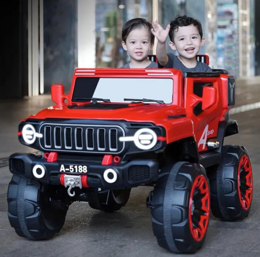 Sale battery operated ride on jeep Offer Price in Ahmedabad red toy jeep with two kids riding inside