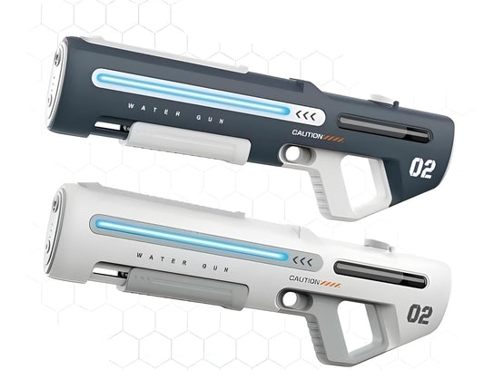 Pichkari Lumo long range water gun in blue and white, front view, perfect for outdoor summer fun