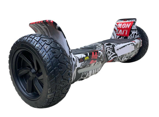 Black and white graphic hoverboard, side view, designed for outdoor fun, from Sam's Ahmedabad Gujarat