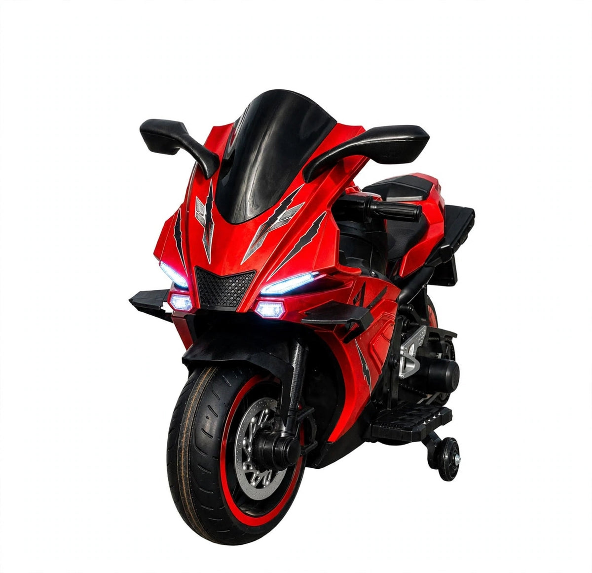 Kids Bike Electric rechargeable ride on children bike by Sam's Ahmedabad in red with LED lights for ages 3 to 8 from Sam's Toy World