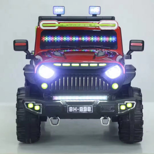 Red kids battery car with bright LED lights and rugged tires buy kids battery car Ahmedabad Sam's online offer sale