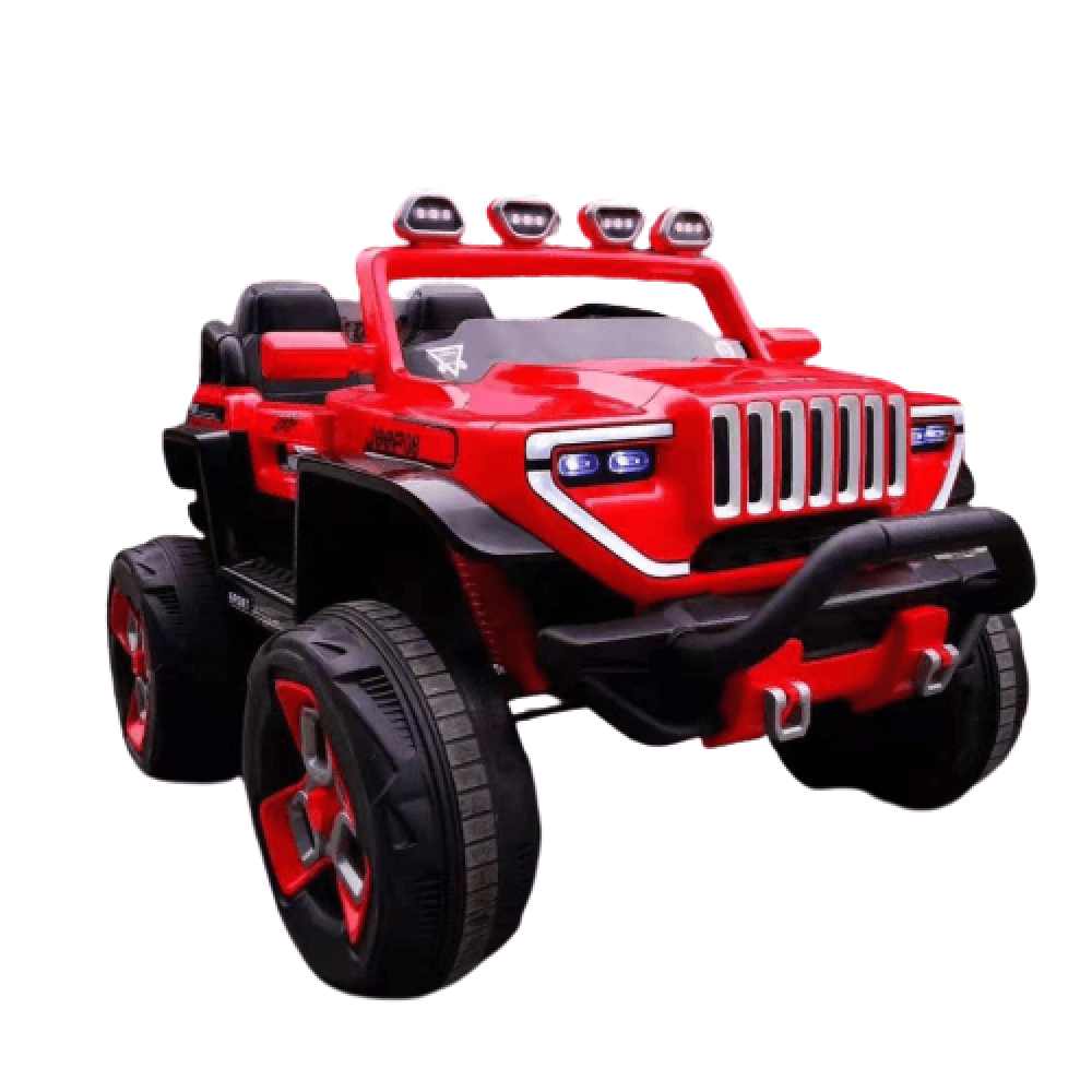 Red kids battery operated jeep ride on toy with black and red wheels buy kids battery operated jeep Ahmedabad Sam's online Store