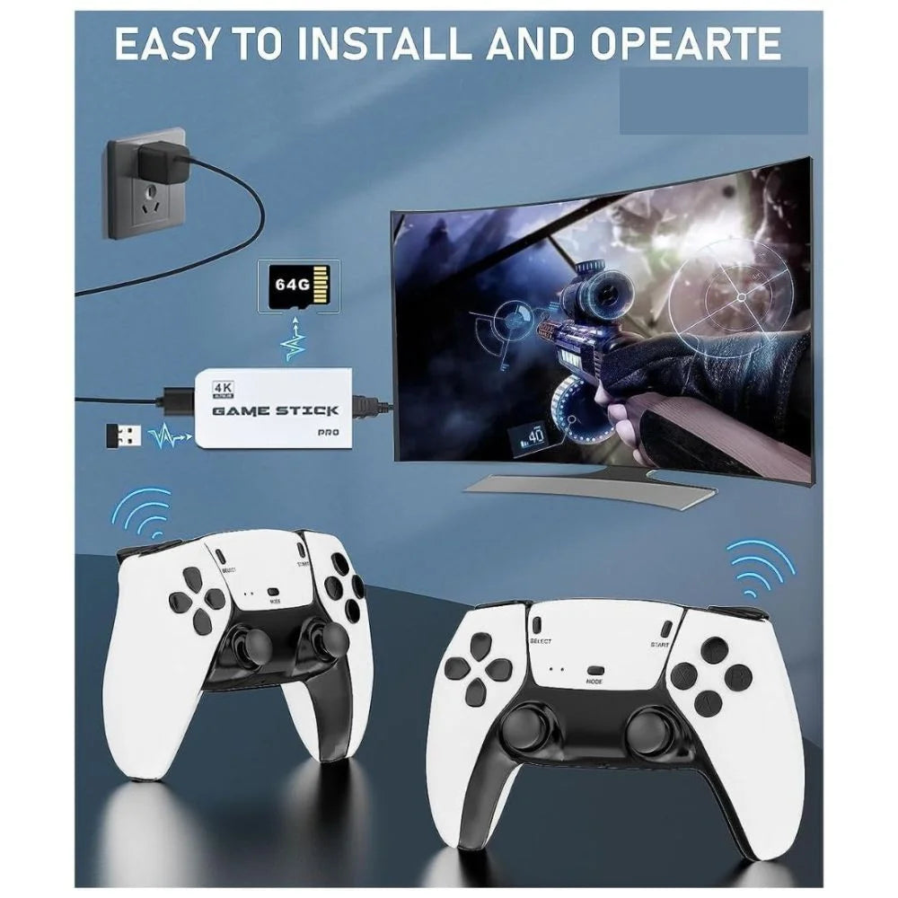 4K video game console TV Game stick in Ahmedabad Gujarat by Sam's Toy, showing two controllers and installation setup