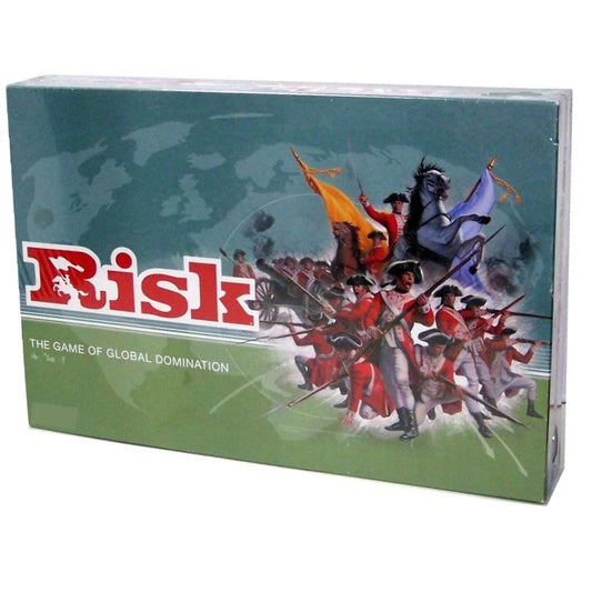 Risk board game box featuring soldiers and a horse with flags to buy Risk game online Sam's Toy Ahmedabad