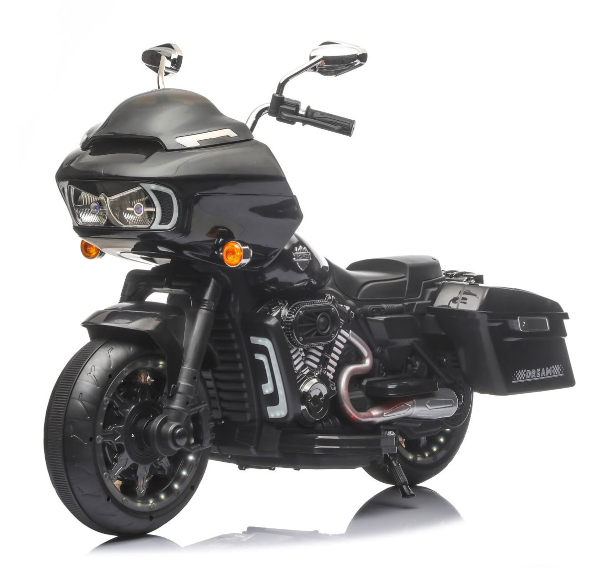 Jumbo size kids electric rechargeable ride on bike Harley model in black for ages 3-7 at Sam's Toy World