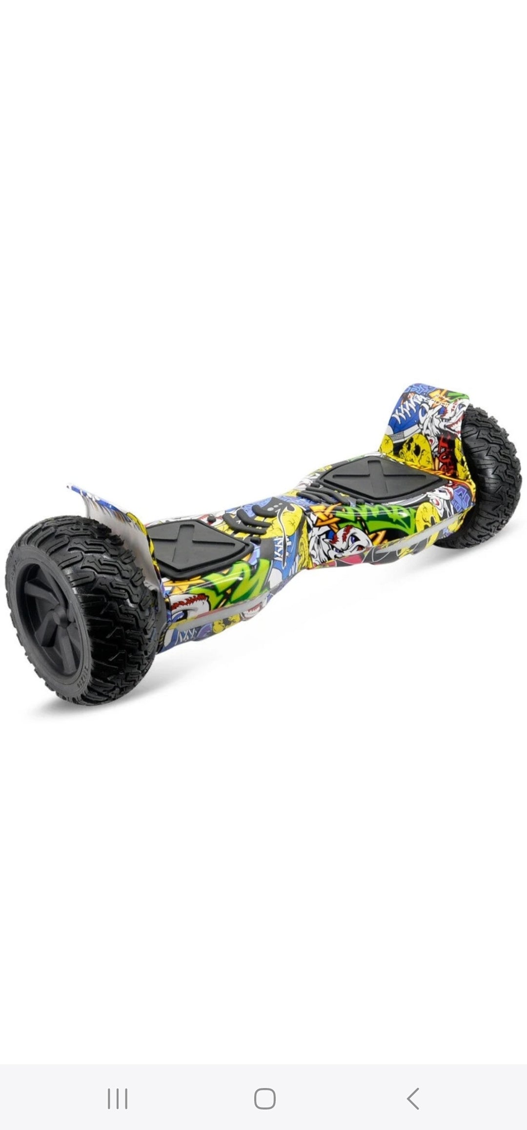 Colorful hoverboard off-road Sam's Toy Ahmedabad Gujarat with rugged tires, side view, for adventurous outdoor fun