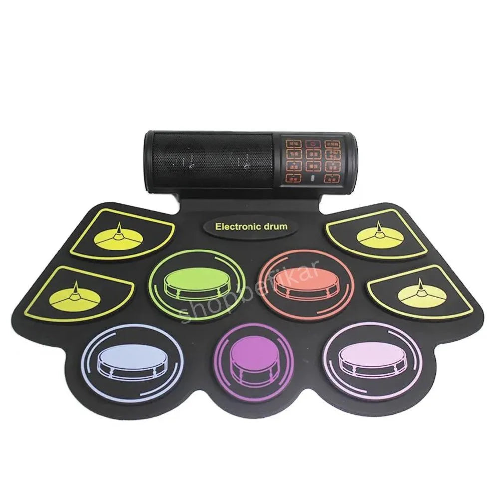 Portable electronic drum kit Ahmedabad for kids at Sam's Toy, colorful pads, and built-in speaker