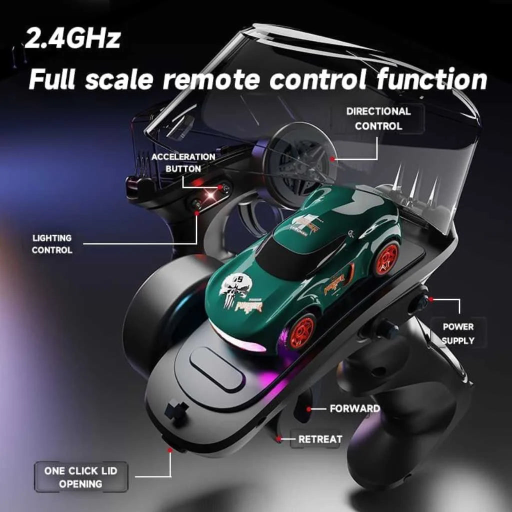 Green 1:64 smallest RC drift car online hotwheel size with remote control and lighting features at Sam's Toy