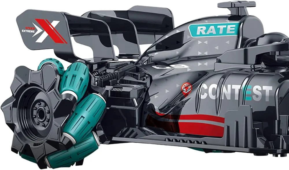 16 kmph RC race car rechargeable Sams Toy World with detailed black and teal racing design