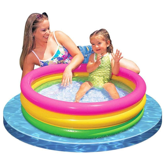 Intex 3 feet diameter inflatable water tub at Sam's Toy World Ahmedabad, colorful rings, for kids' summer fun