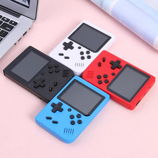 Colorful 8-bit handheld video game console Sam's Toy World Ahmedabad in black white red and blue