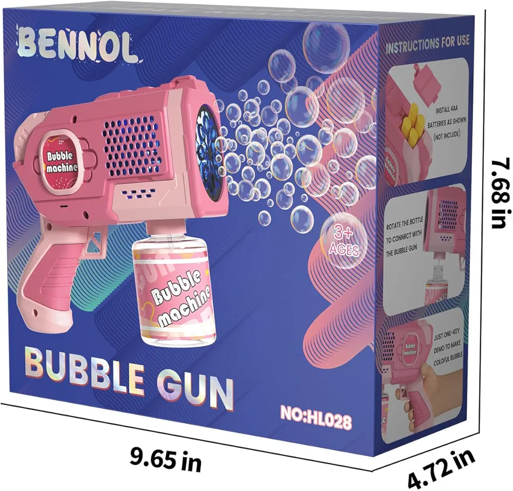 Pink bubble gun bubble machine for children, front view, ideal birthday gift bubble toys for children at Sam's Toy World Ahmedabad