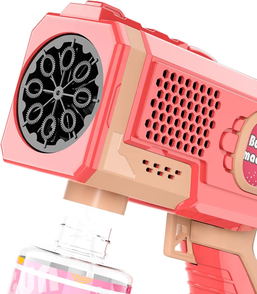 Pink bubble toy gun for kids, front view, ideal birthday gift bubble toys for children at Sam's Toy World Ahmedabad