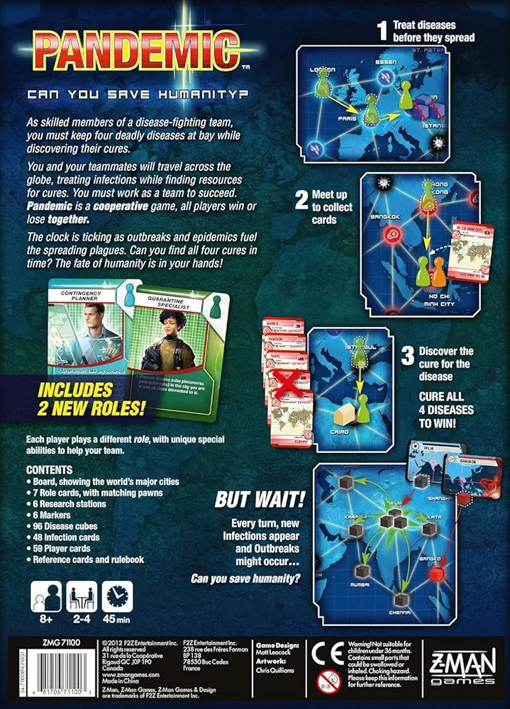 Pandemic board game cooperative Sam's Toy World Ahmedabad with colorful artwork, back view, for strategic fun