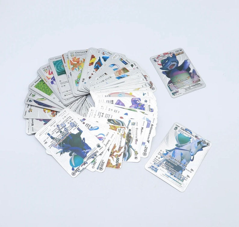 Assorted collection of Pokemon cards at Sam's Toy World Ahmedabad, featuring various characters and designs