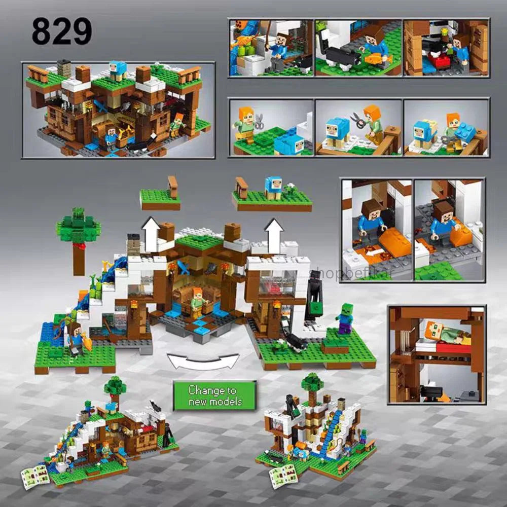 Colorful block set of a Minecraft village scene by Sam's Toy World Ahmedabad, ideal for imaginative play
