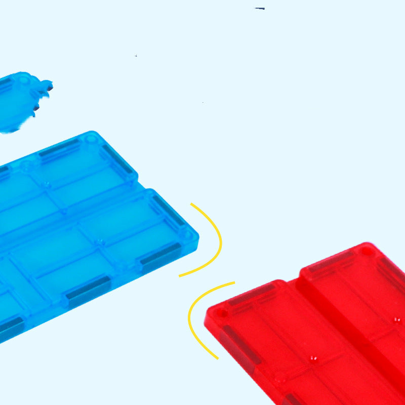 Magnetic tiles set in blue and red for children aged 3+ available at Sam's Toy World Ahmedabad