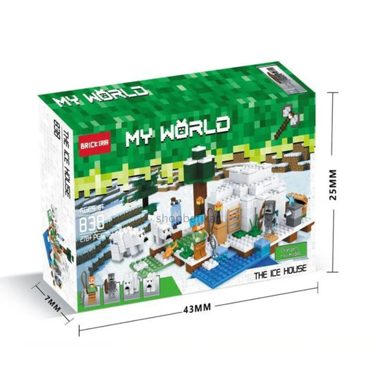 Minecraft on blocks by Sam's Toy World Ahmedabad, Ice House building set with 830 pieces, front view for creative play