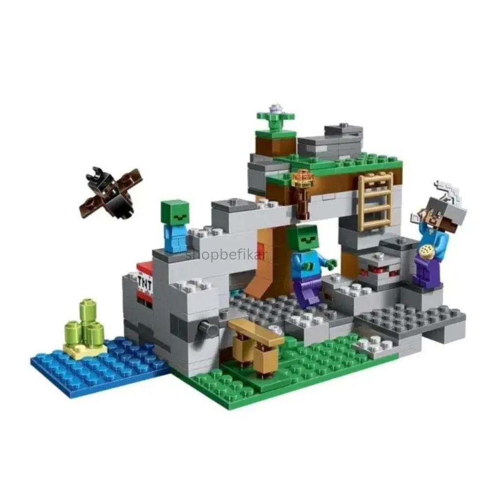 Minecraft on blocks by Sam's Toy World Ahmedabad, colorful building set depicting a blocky landscape with characters