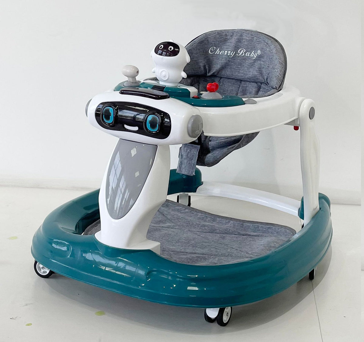 Cherry Baby Baby Walker in Teal with Interactive Features for infants from 6 to 12 months at Sam's Toy World Ahmedabad