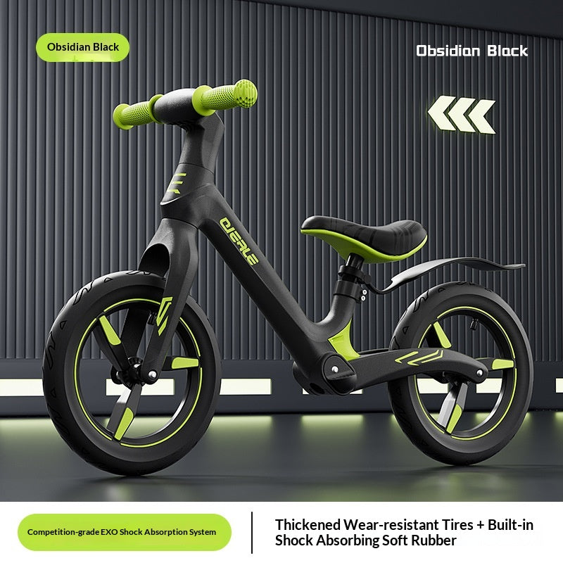 Obsidian Black balance bike toddler Sam's Toy World Ahmedabad with shock-absorbing tires for ages 2-5