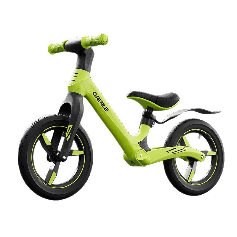 Green balance bike for toddlers, perfect for ages 2-4, available at Sam's Toy World Ahmedabad