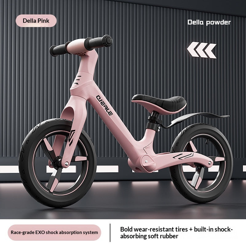 Della Pink Balance Bike for toddlers with shock-absorbing tires from Sam's Toy World Ahmedabad