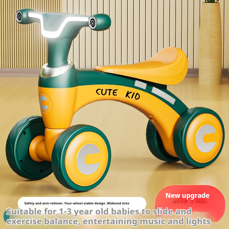 Bike balance bike Sam's Toy World Ahmedabad in yellow and green for 1-3 year old babies with music and lights
