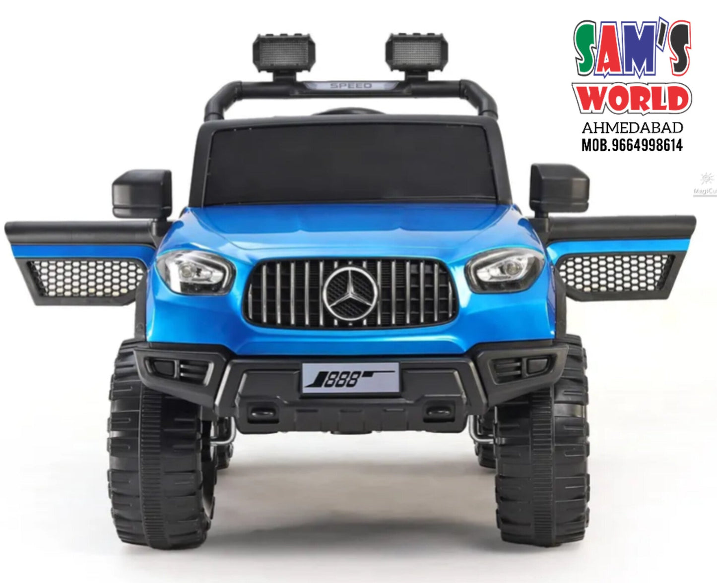 Buy New remote control electric car for kids Sam’s Toy World blue toy truck with open doors and large tires