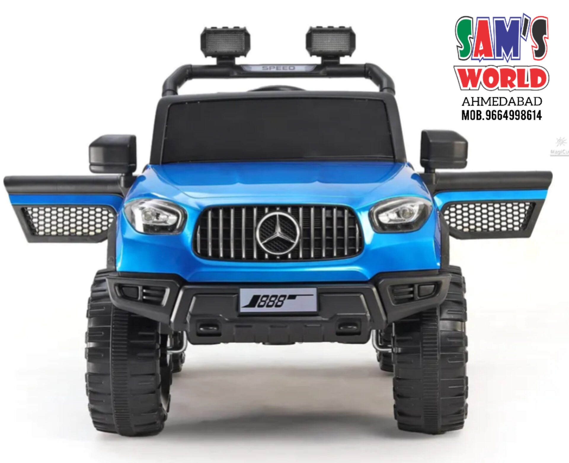 Buy New remote control electric car for kids Sam’s Toy World blue toy truck with open doors and large tires