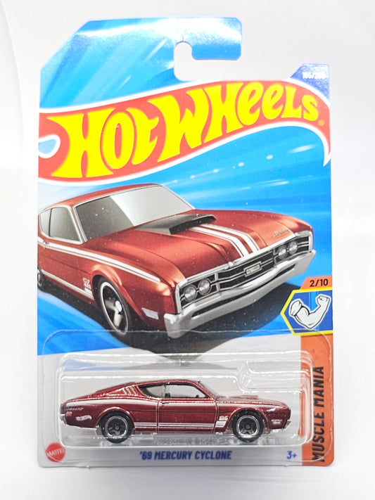 Collectible Hot Wheels Mercury Cyclone car sale at Sams Toy World in red with white racing stripes