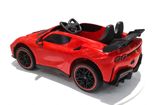 Kids Ferrari Rechargeable Electric Ride on kids car by Sam's Toy World Ahmedabad in red for ages 3-8 with sporty design