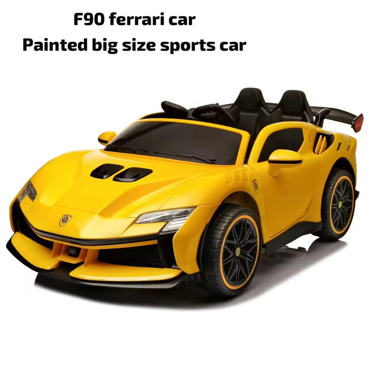 Kids Ferrari Rechargeable Electric Ride on kids car by Sam's Toy World Ahmedabad in bright yellow for ages 3-8