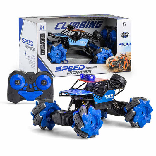 Blue climbing off road toy car with remote Sam's Toy World Ahmedabad Gujarat . All terrain multi wheel RC car and controller