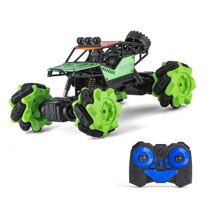 Green RC buggy with flower shaped wheels and remote off road toy car with remote Sam's Toy World Ahmedabad Gujarat .