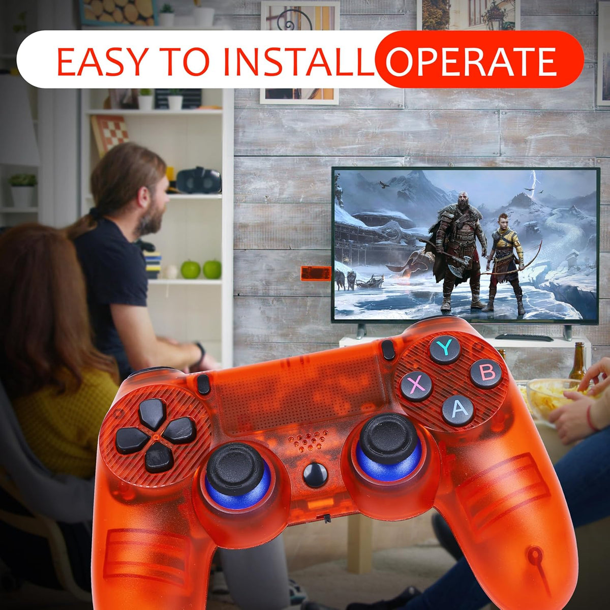 Orange portable game console with a clear design, used for gaming entertainment at home, wholesale price Sam's Toy World Ahmedabad