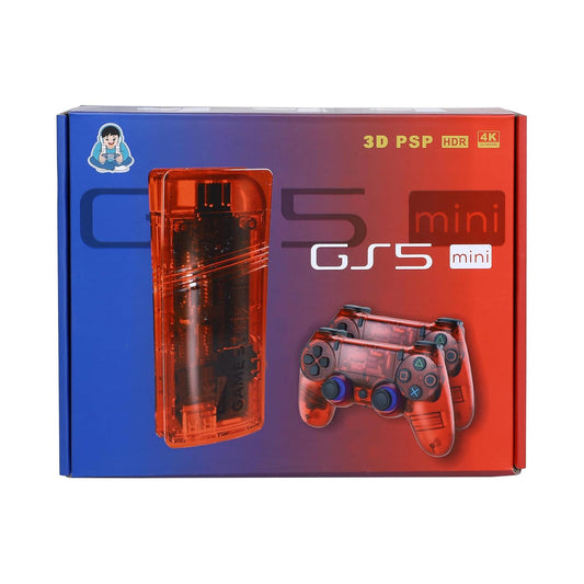 Red GS5 Mini portable game console with controller, front view, perfect for gaming on the go, wholesale price Sam's Toy World Ahmedabad.