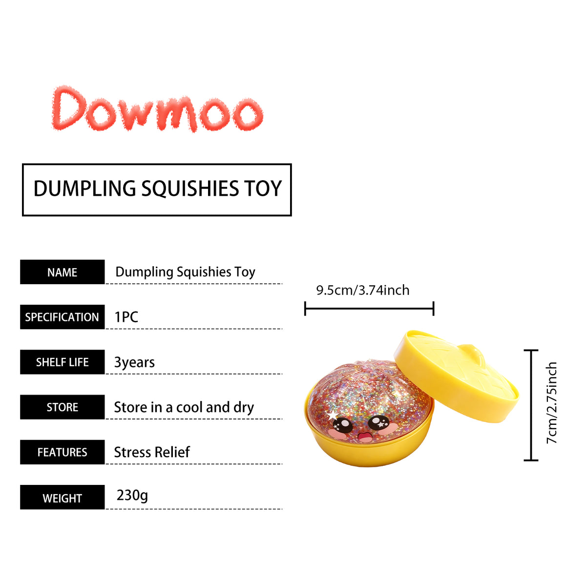 Yellow dumpling squishy stress relief toy at Sam's Toy World Ahmedabad, top view, perfect for stress relief.
