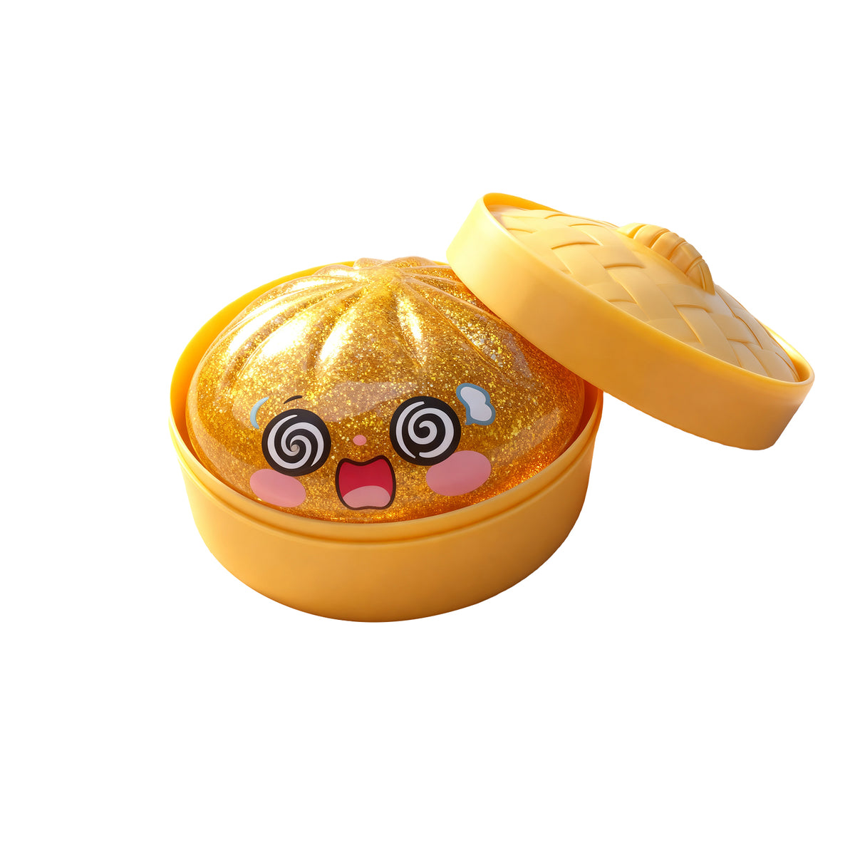 Yellow squeeze stress toy at Sam's Toy World Ahmedabad, with a glittery dome and a cute face for stress relief