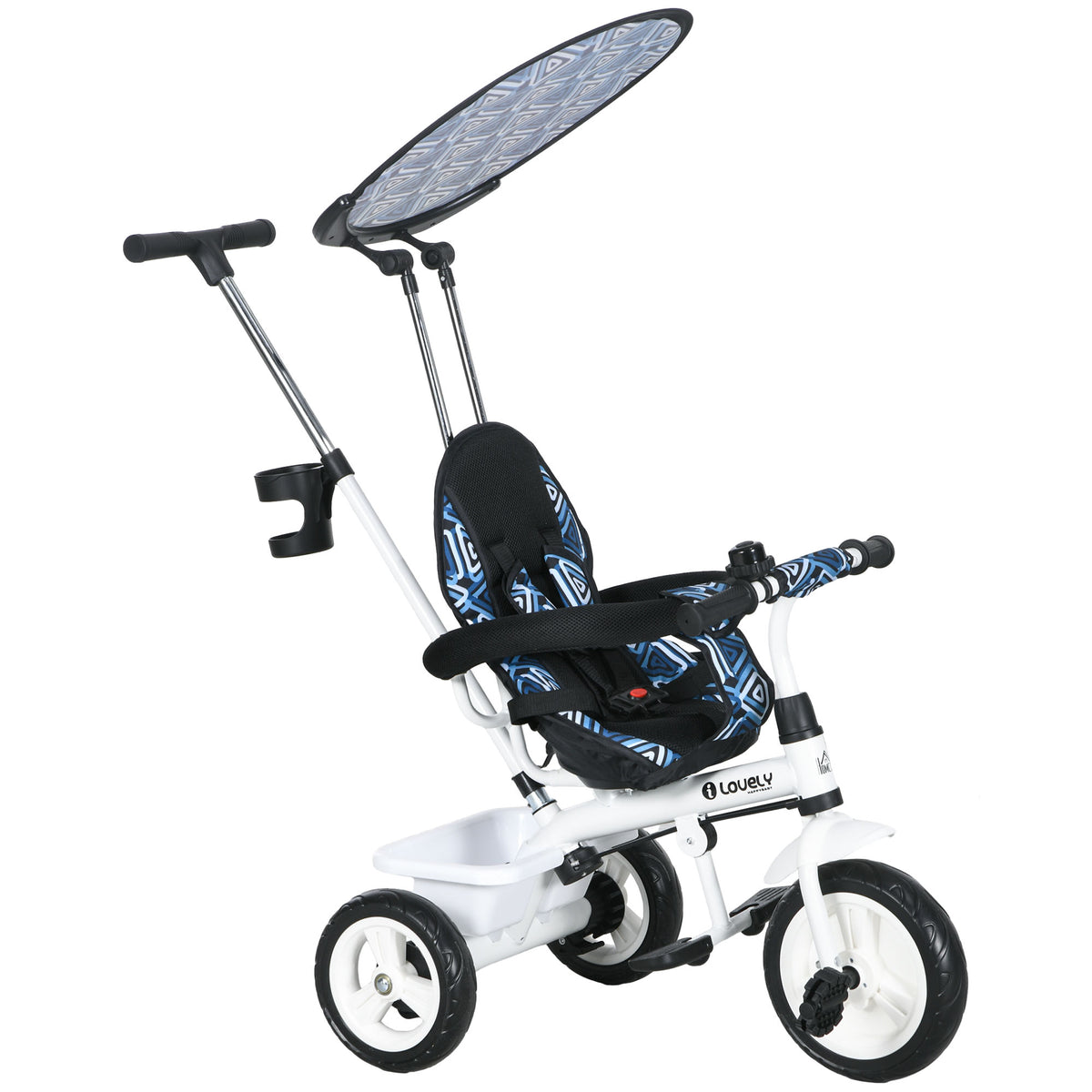 Tricycle foldable parental control canopy in blue for kids aged 1-5 at Sam's Toy World Ahmedabad