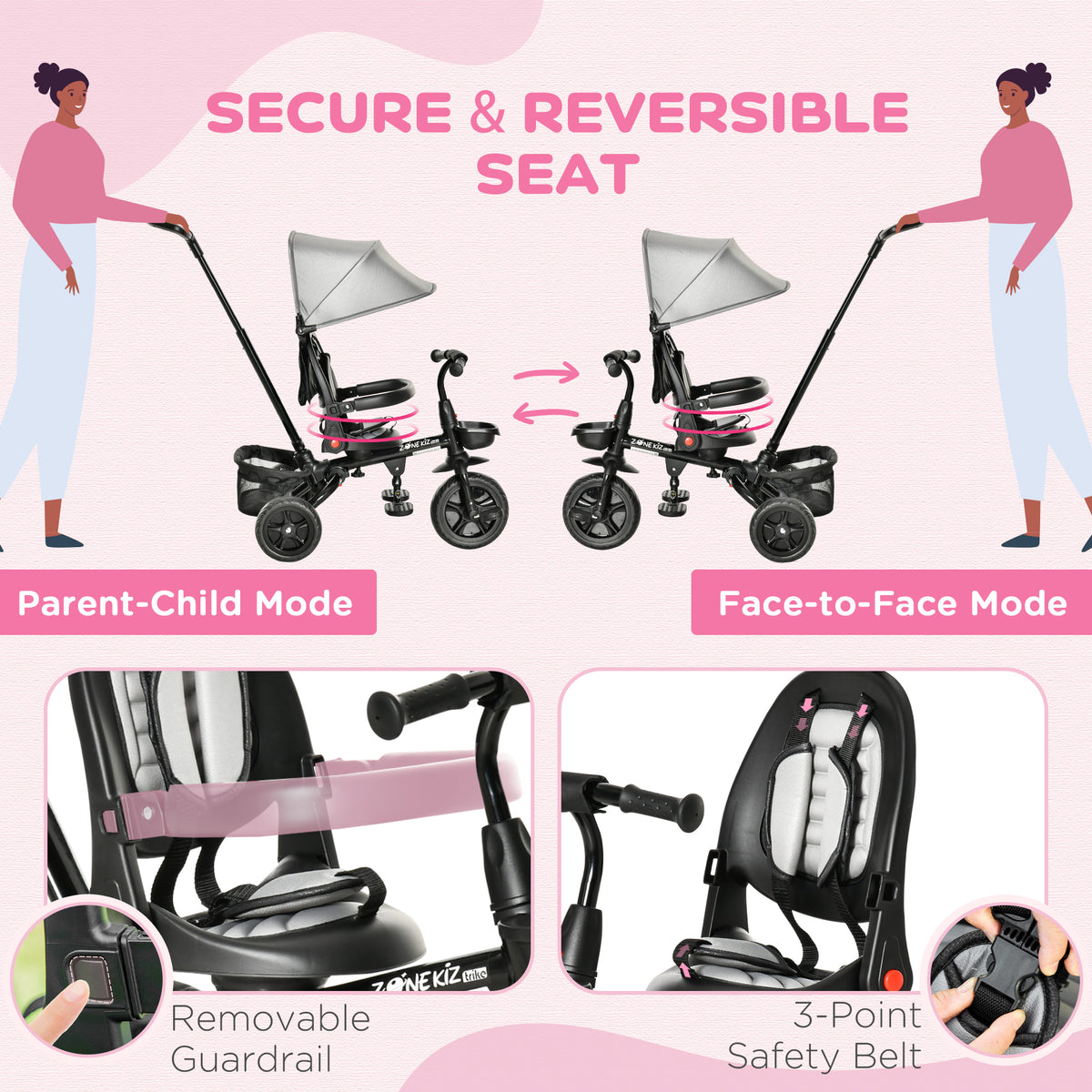 Tricycle with Canopy parent Control Sam's Toy World Ahmedabad featuring a secure reversible seat and safety features