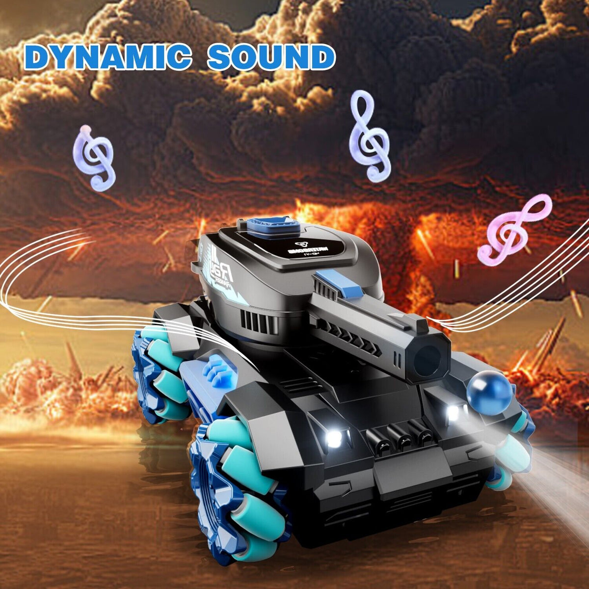 Sams Toy Y1 RC Tank Shooting Gesture Sensing RC Stunt Car with Light Music for ages 5 and up - colorful design.