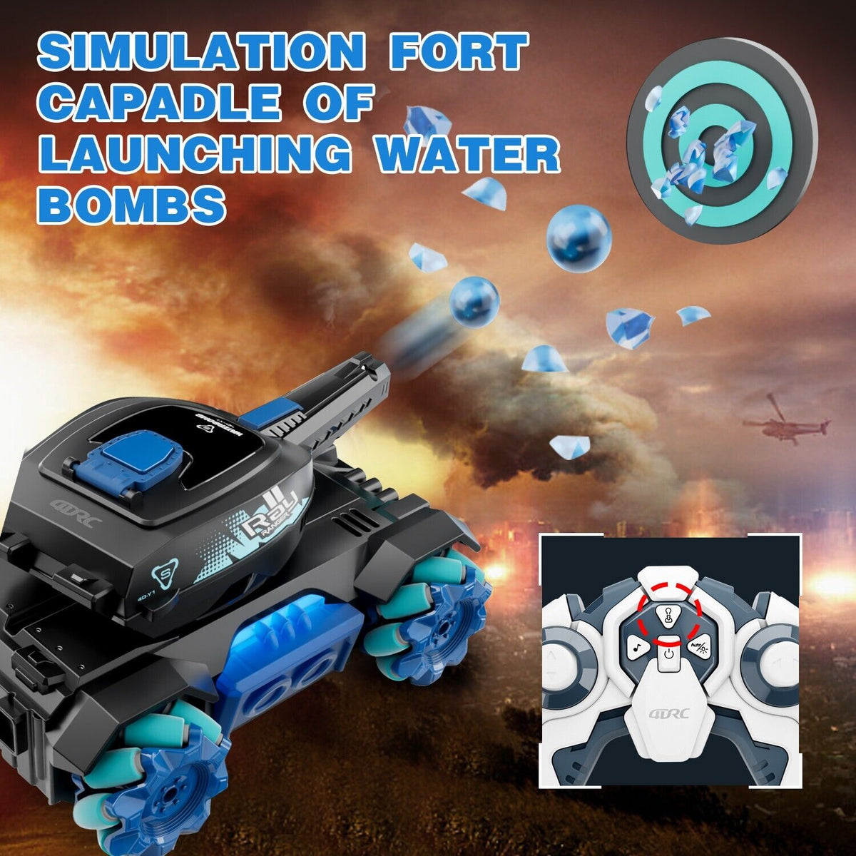 Sams Toy Y1 RC Tank Shooting Gesture Sensing Rc Stunt Car With Light Music, colorful design for kids ages 6 and up