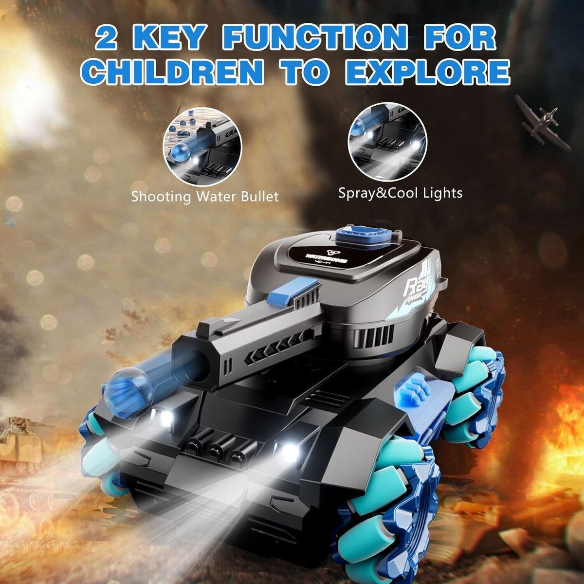 Sams Toy Y1 RC Tank Shooting Gesture Sensing Rc Stunt Car With Light Music for kids with water bullet feature
